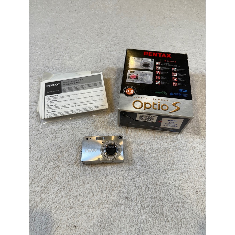 Pentax Optio S Digital Camera 3.2MP Optical Zoom Silver Vintage Y2K Parts Only